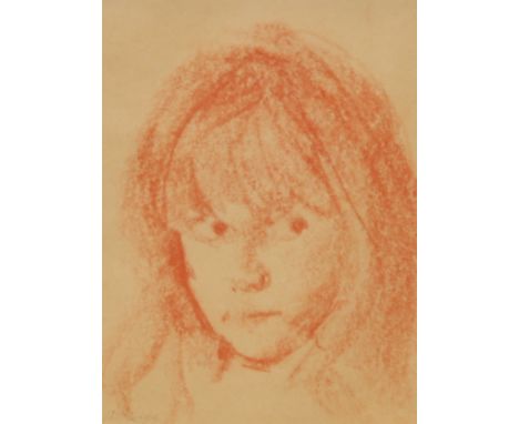 PERCY HIPKISS, RBSA (1912-1995) - Portrait of a young girl, sanguine drawing, signed, framed, 14cm x 10cm also three unframed