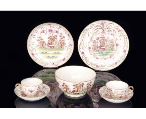 A collection of assorted 19th Century teawares comprising two 24.5cm plates, two 19.5cm shallow bowls, a large bowl, eight te