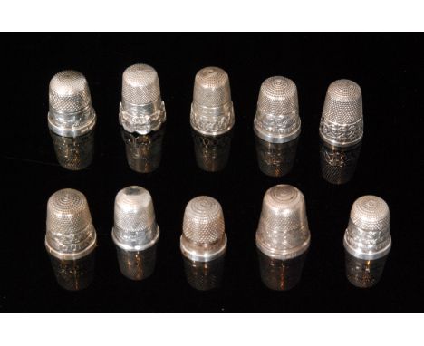 Ten early to mid 20th Century assorted hallmarked silver thimbles to include Bournemouth and James Walker examples, various s