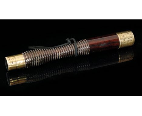 A William IV rosewood and brass mounted tipstaff, the part ribbed shaft terminating in brass collar engraved W R 1836, length