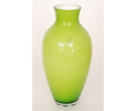 A large contemporary Italian Murano glass vase by C.Nason of shouldered ovoid form with flared collar neck, cased in clear cr