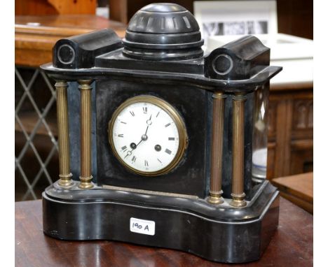 A 19th century black marble mantel clock, c.1890