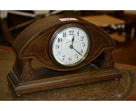 A Walker and Hall Art Nouveau mahogany inlaid mantel clock
