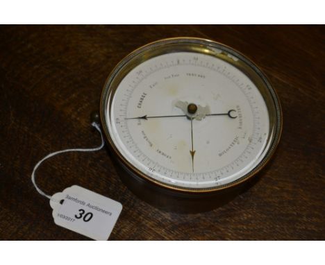 A Victorian brass cased holosteric barometer