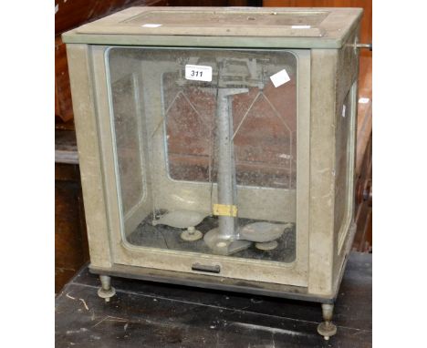 A set of scientific balance scales by Stanton Instruments Ltd. Model C26.