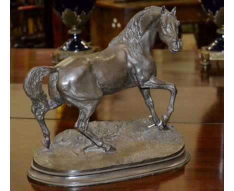 A French model contemporary bronze resin of a prancing stallion 