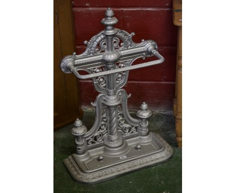 A Victorian cast iron stick stand, cast to the back Falkirk PL258A No.22