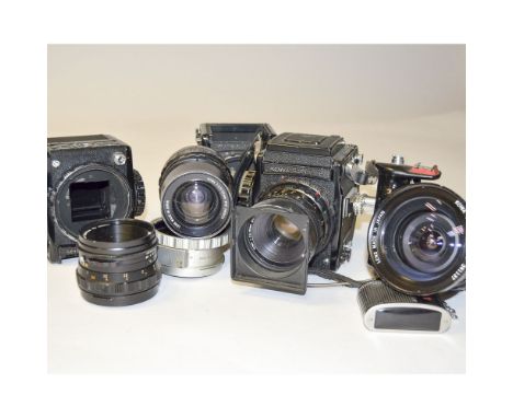 Kowa Super 66 Medium Format Camera outfit, including 85mm f/2.8  (2), 55mm f3.5, 40mm f/f4 lenses and 2 camera bodys with bac