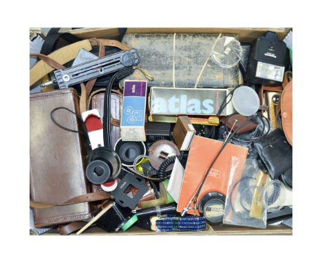 A Tray of Camera Accessories, including lenses, filters, hoods and more