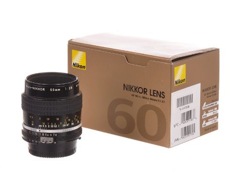 A Nikon AF D Micro-Nikkor f/2.8 60mm Lens, black, serial no. 5073536, body, E, elements, E, together with AIS Micro-Nikkor f/