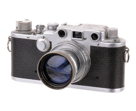 A Leica III K Rangefinder Camera, 1939, chrome, serial no. 320234K, with Leitz Summitar f/2 50mm lens, 1940, chrome, serial n