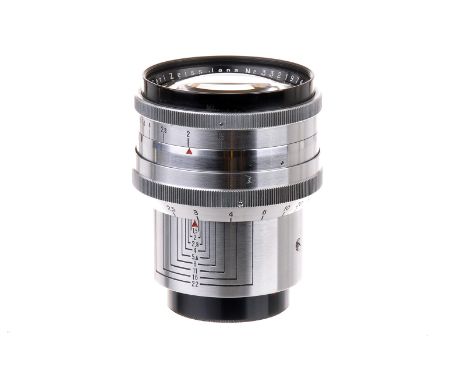 A Carl Zeiss Jena Biotar T f/1.5 75mm Lens, chrome, serial no. 3321974, body, VG, elements, VG, some light internal debris