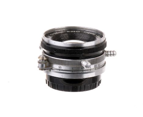 A Nikon W-Nikkor.C f/1.8 35mm Lens, fine knurl M39 mount, serial no. 181311, body, G, elements, G-VG, some light marks to rea