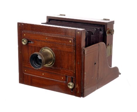 An Unmarked Mahogany Tail-Board Camera, 7”x5”, with London Stereoscopic Co. Rapid Rectilinear f/8 6½x4¾ brass lens, serial no