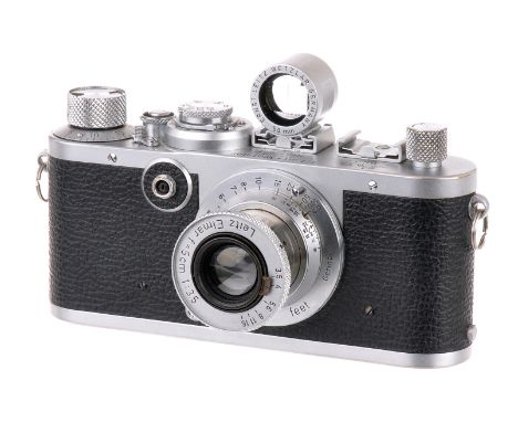 A Leica If Black Dial Camera, 1952/53, chrome, serial no. 577073, with Leitz Elmar f/3.5 50mm lens, chrome, shutter working, 