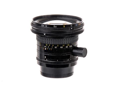 A Nikon PC-Nikkor AIS f/3.5 28mm Lens, black, serial no. 190978, body, VG, elements, VG, small internal fungal patch, in make