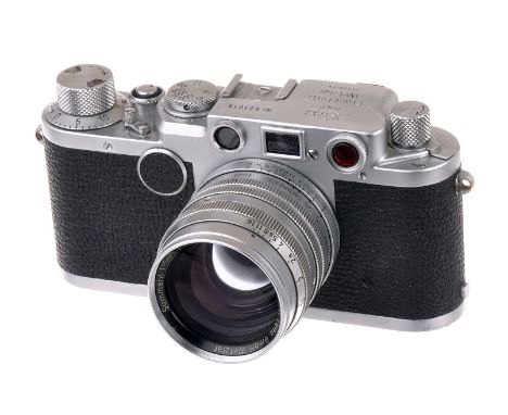A Leica IIf Black Dial Rangefinder Camera, 1950/51, upgraded from Ic, chrome, serial no. 521015, with Leitz Summarit f/1.5 50