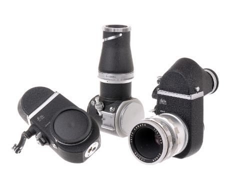 Various Leica Visoflex: quantity of various Visoflex including, Visoflex II (2), Visoflex, Leitz Elmar f/3.5 65mm, OUBIO and 
