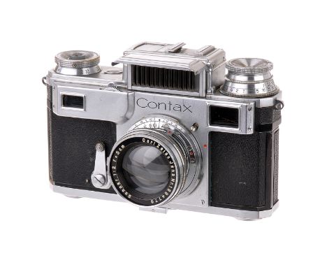 A Contax III Rangefinder Camera, chrome, serial no. C10969, with Carl Zeiss Jena Sonnar f/2 50mm lens, chrome, serial no. 188