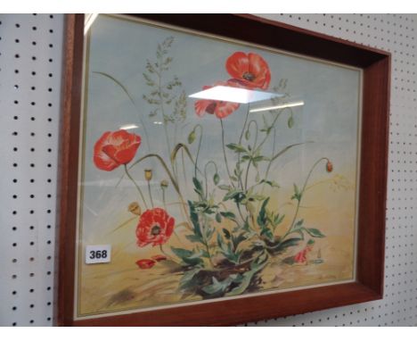 teak framed print of Poppies by Eileen Sopher