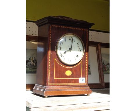 Edwardian Walnut Inlaid Mantel clock with Dial face