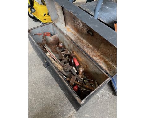 A tool box and tools.  