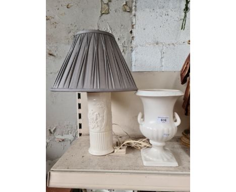 A Wedgwood ceramic table lamp and a vase by Shorter &amp; Son.