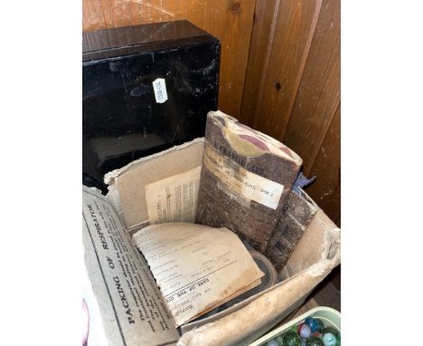 WWII Air Raid Precautions first aid case with two field dressings and gas mask with ARP leaflets and two anti gas MK1 eyeshie