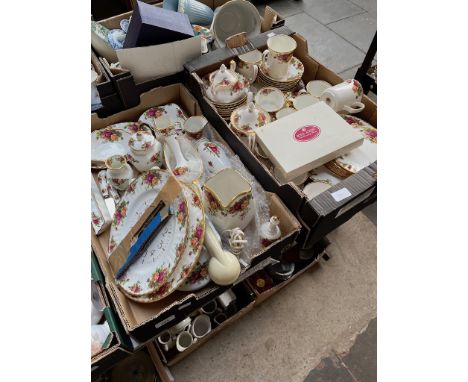 Two boxes of Royal Albert Old Country Roses. Over 50 items of table ware including tea pot; appx 20 pieces of other items inc