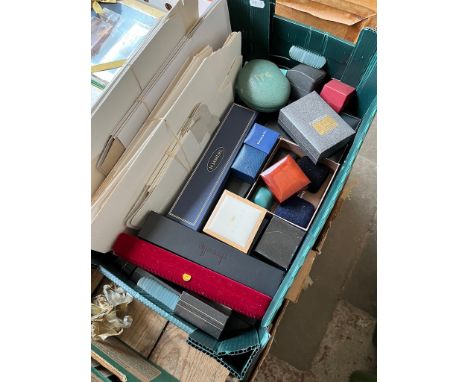 A box containing various jewellery boxes, ring boxes etc.  