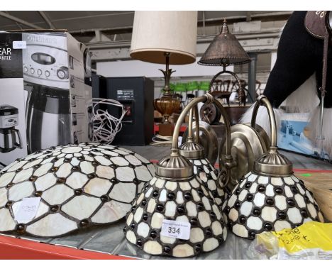 Tiffany style ceiling light and 3 wall lights  