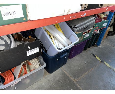 8 boxes and 1 aluminium case of various tools, garageware, cables, etc.  