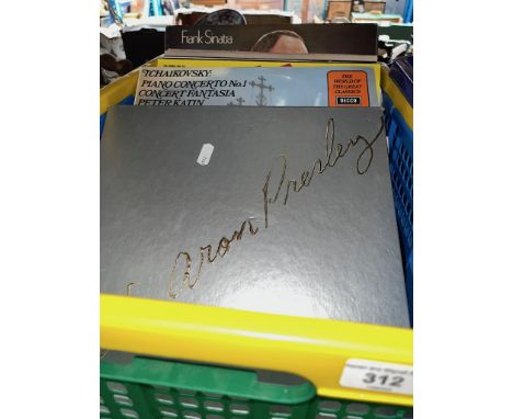 A box of LPs including boxed Elvis Presley set  