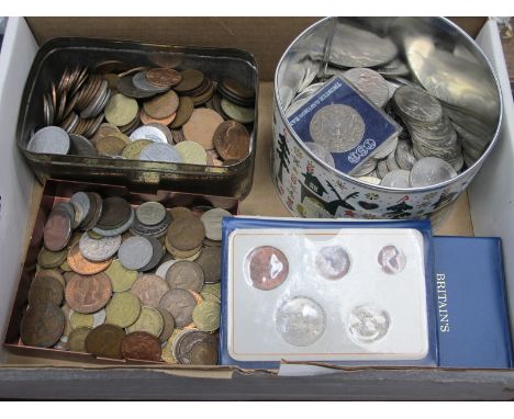 Coinage - crowns, first decimal coins in wallets, UK and World.