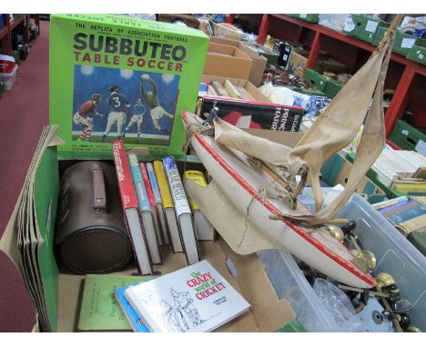 Pond Yacht, bowls, cricket books Subbuteo, bowls:- One Box