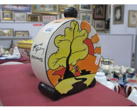 Lorna Bailey 'Oaklands' Tea Caddy, of circular form, for old Ellgreave pottery, 19cm high.