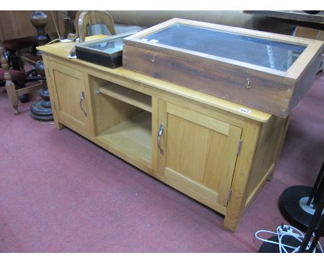 Light Wood Stand, with twin cupboard doors, 125cm stand.