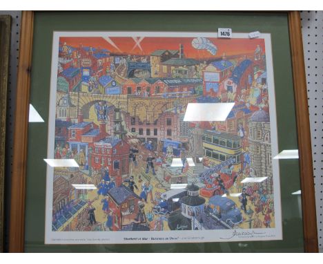 Joe Scarborough, 'Sheffield At War' colour print, ink signed 42 x 46.5cm.