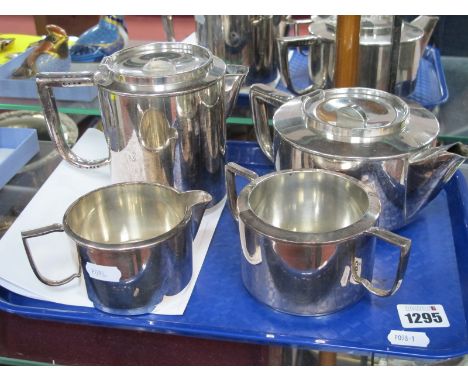 A Plated Four Piece Stacking Tea Service, designed by Cyril Shiner, Slade Dolphin Birmingham.