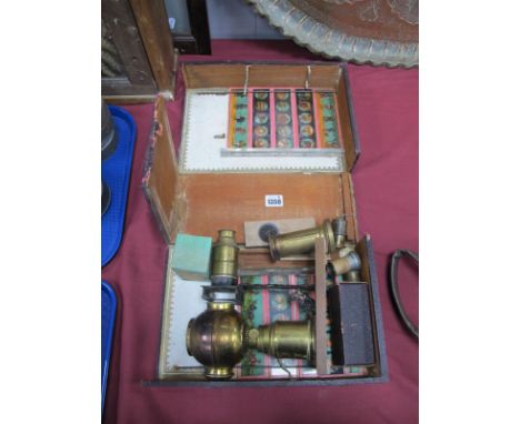 Magic Lantern: Ten x Five Figural Slides, twelve individuals, in Laterna Magica, Made in Germany box.