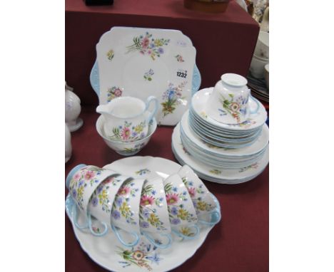 Shelley 'Wild Flowers' Tea Service, of thirty pieces.