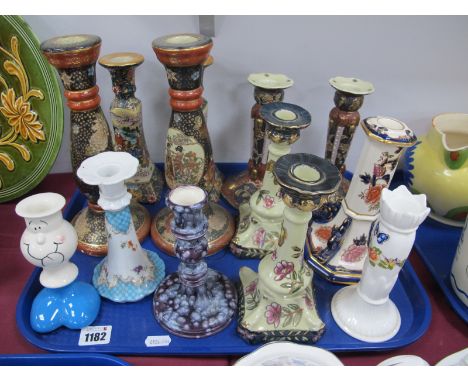 Mason's 'Mandalay', Aynsley, Chinese and other ceramic candlesticks:- One Tray.