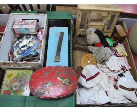 Buttons, model furniture, tins, Sweep puppet, etc:- Two Boxes.