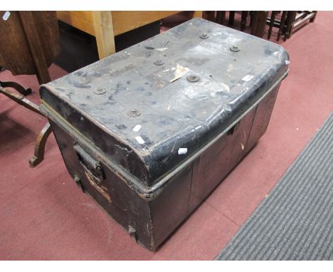 A Late XIX Century Painted Tin Trunk, with picture frames, hammock.