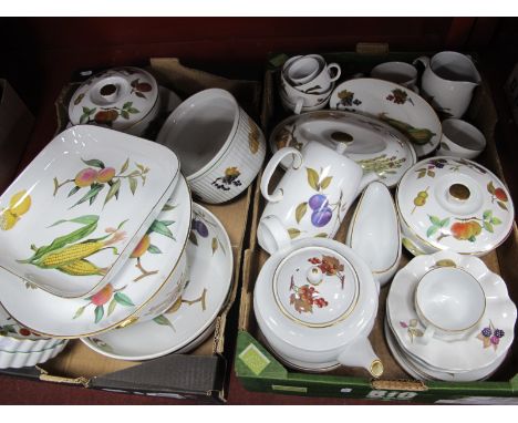 Worcester 'Evesham' Oven to Table Pottery, including teapot, coffee pot, tureens, approximately forty pieces:- Two Boxes.