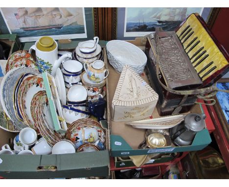 Royal Albert Tea Service, vintage Meakin coffee service etc, Traviata accordion (damaged), cheese dish, plate:- Two Boxes.
