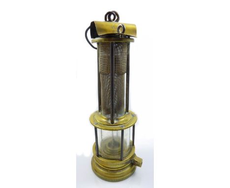 A circa 1890 Clanny style open gauze miner's safety lamp, marked CEC for Central Engineering Company of Birmingham, previousl