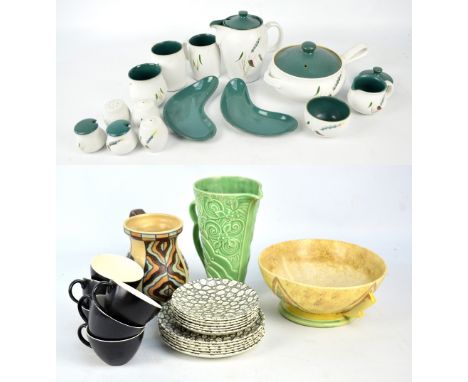 A mixed lot of ceramics including a Denby 'Green Wheat' part dinner service, a Wade 371 pattern floral decorated jug and six 