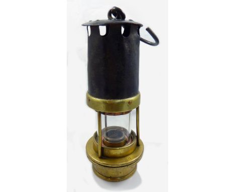 A circa 1890 three-bar Clanny style miner's safety lamp, unnamed, height 21.5cm. CONDITION REPORT: Three bars are unusual and