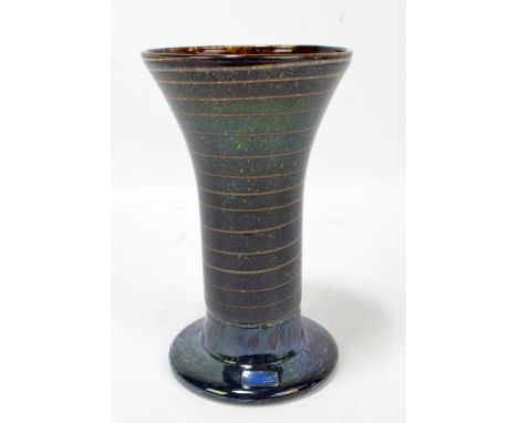 OIVA TOIKKA FOR NUUTAJÄRVI; a Finnish limited edition pearlescent art glass vase with sticker to foot rim, signed to base and